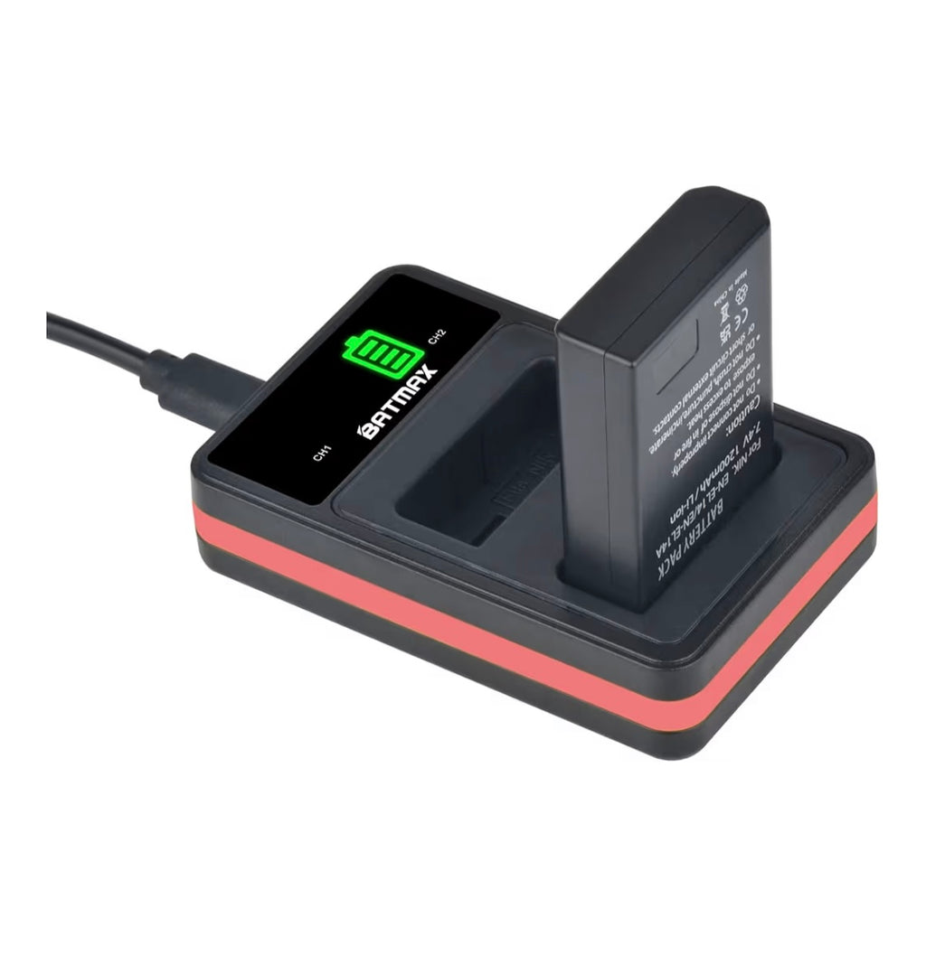 Batmax EN-EL14 EN-EL14a Battery (pack of 2) and compact USB dual LCD charger for Nikon D5500, D5300, D3300, D5100, D5200, D3100, Nikon Df, D3200, P7100, P7700