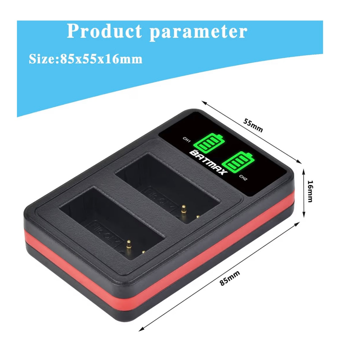 Batmax EN-EL14 EN-EL14a Battery (pack of 2) and compact USB dual LCD charger for Nikon D5500, D5300, D3300, D5100, D5200, D3100, Nikon Df, D3200, P7100, P7700