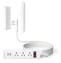 Addlon Flat socket strip with ultra-thin wall plate, 6-foot flat extension cable with 3 standard 15A outputs and 2 USB ports, electrocution protection, includes 2 sets of fixing clips, ETL certification