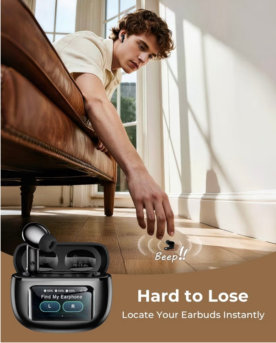 Wireless earbuds, active noise-canceling headphones with charging case, Bluetooth 6.0 earbuds with crystal-clear calls thanks to artificial intelligence, 40 hours of playtime, ideal for sports and work.