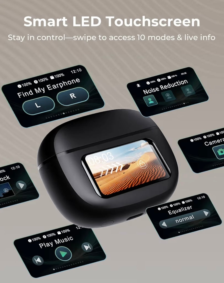 Wireless earbuds, active noise-canceling headphones with charging case, Bluetooth 6.0 earbuds with crystal-clear calls thanks to artificial intelligence, 40 hours of playtime, ideal for sports and work.